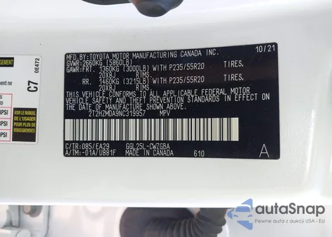 2022 Lexus Rx 350 z USA, uszkodzony, nr VIN 2T2HZMDA9NC319957